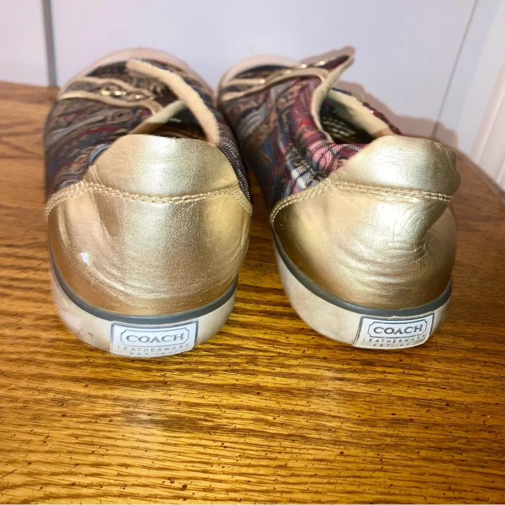Coach Barrett Tartan Graffiti Sneakers 8.5
